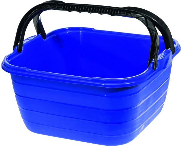 Washing Bowl square with carrying handle, blue