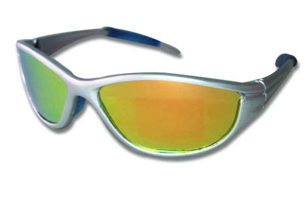 Sonnenbrille silber, verspiegelt, polarisierendes, gelbes Glas