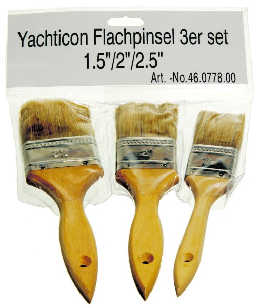 Flat Brushes, 3 pieces set 1,5" / 2" / 2,5"