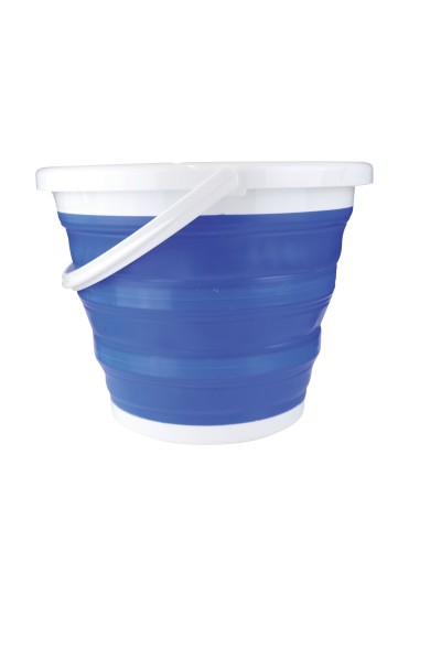 Foldable Silicone Bucket, blue 10 litres, with reinforcement